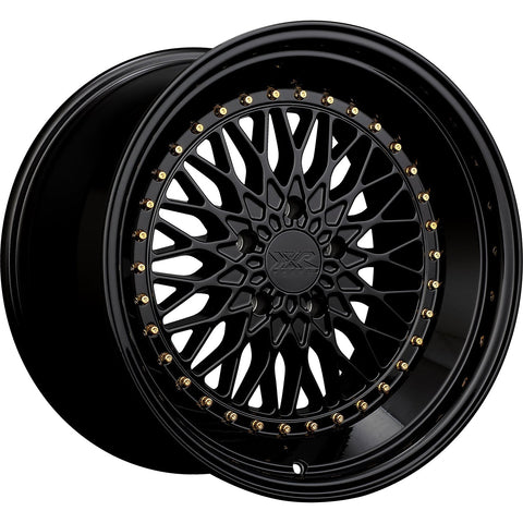 XXR Model 576 5x114.3 18" Wheels in Black with Gold Rivets
